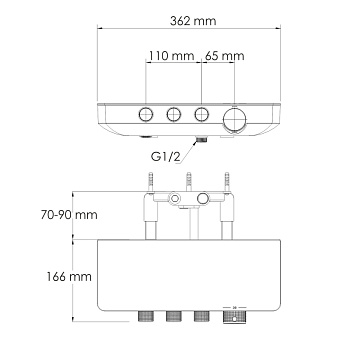 Смеситель для ванны WASSERKRAFT Elbe 7400 7499 Thermo чёрный