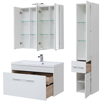 Шкаф зеркальный AQUANET Августа 210005 17х100х90см с подсветкой