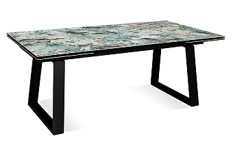 Кухонный стол раскладной AERO 100х200х76см закаленное стекло/керамика/сталь Malahit