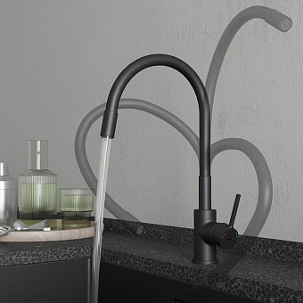 Смеситель для кухни MILARDO Meal M01BL0FM05 гибкий излив чёрный матовый
