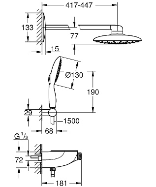 Душевая система GROHE Rainshower System 26446LS0 белая луна