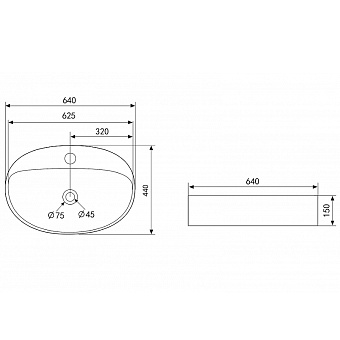 Раковина накладная Abber BEQUEM AC2112MW 64х44см