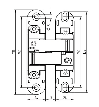 Петля скрытая MORELLI INNOVATION HH-4 PC 110х24мм хром