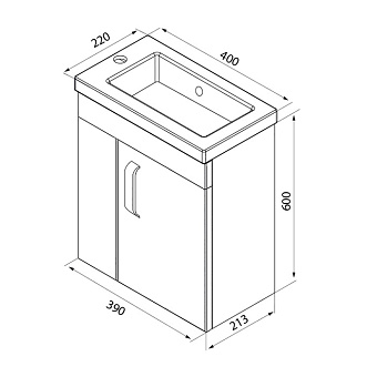 Тумба с раковиной IDDIS Torr TOR40W1i95K 22х40х60см