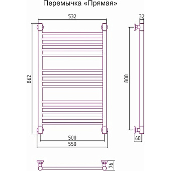 Полотенцесушитель СУНЕРЖА Богема+ прямая 00-0220-8050 хром