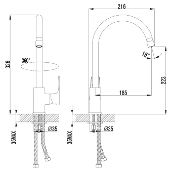 Смеситель для кухни LEMARK Plus Factor LM1605C поворотный излив хром