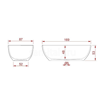Ванна каменная ArtCeram File 2.0 FLW001 05 169х87см отдельностоящая