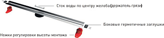 Щелевой душевой трап BERGES SUPER Slim 1200 123х12,5см вертикальный сток
