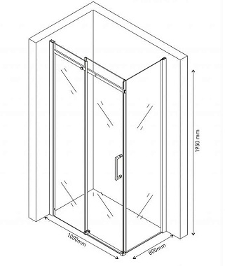 Угловое ограждение BERGES MELITA 61015 195х100см стекло прозрачное