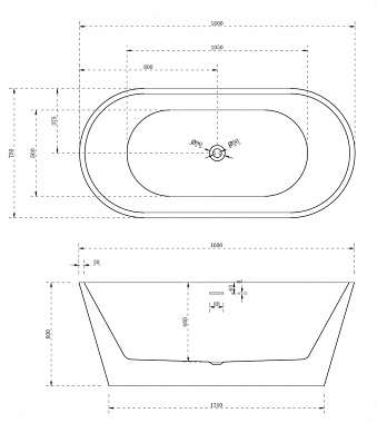 Ванна акриловая Abber AB9320-1.6 160х75см отдельностоящая