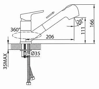 Смеситель для кухни MILARDO Flores FLOSBP0M05 выдвижной излив хром глянец