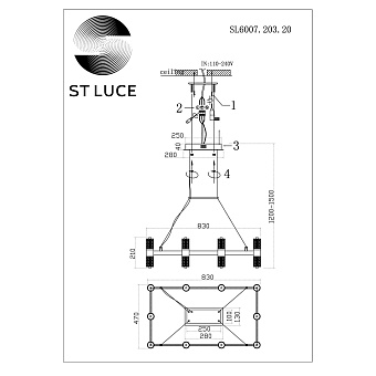 Люстра подвесная ST Luce GEMINA SL6007.203.20 50Вт 20 лампочек LED