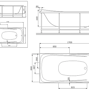 Каркас под ванную AM-PM Sensation W30A-170-075W-R 75см