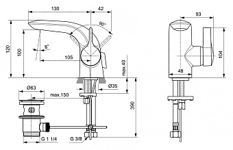 Смеситель для раковины IDEAL STANDARD MELANGE A6117AA хром