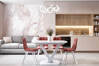Кухонный стол раскладной AERO 80х140х75см закаленное стекло White Glass