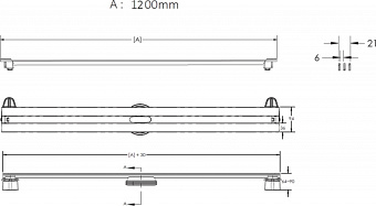Щелевой душевой трап BERGES SUPER Slim 1200 123х12,5см вертикальный сток
