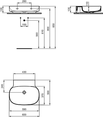 Раковина накладная IDEAL STANDARD Linda-X T499001 60х50см