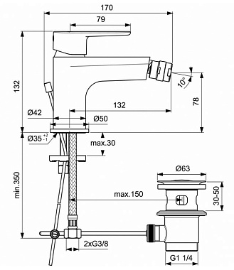 Смеситель для биде IDEAL STANDARD CERAFINE O BC705XG чёрный
