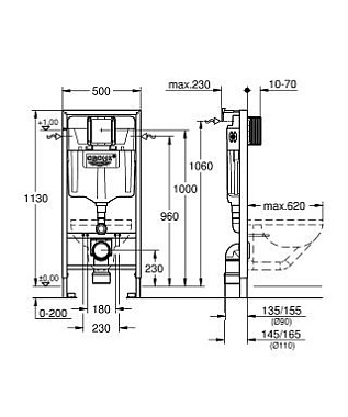 Инсталляция для подвесного унитаза GROHE Rapid SL 38539001