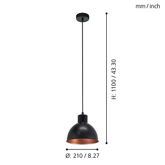 Светильник подвесной EGLO TRURO 1 49238 60Вт E27