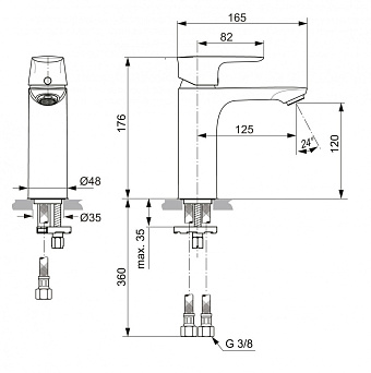 Смеситель для раковины IDEAL STANDARD CONNECT AIR A7055AA хром