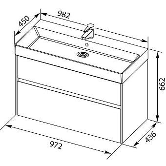 Тумба с раковиной AQUANET Бруклин 212599 43,6х98,2х66,2см