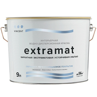 Краска для минеральных поверхностей акриловая/шелково-матовая VINCENT DECOR Extramat Прозрачный основа C 8,1л