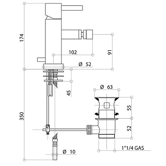 Смеситель для биде Bongio T Mix 32522ORPR золотой