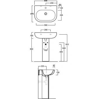 Раковина подвесная SIMAS E-Line EL05bi*1 48х65см