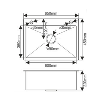 Мойка кухонная MELANA ProfLine H6545 65х45см сатин