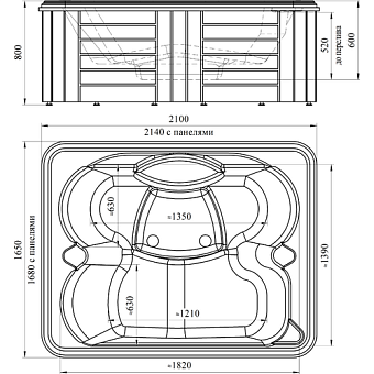 Мини бассейн СПА RADOMIR DeLuxe 1-30-0-0-0-0531Б 2140х1680х60см 0,7куб.м