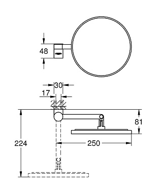 Косметическое зеркало GROHE Selection 41077DC0 20х20см хром с увеличением