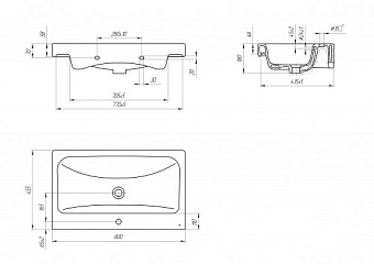 Раковина мебельная CERSANIT MODUO S-UM-MOD80/1 80х45см