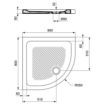 Душевой поддон IDEAL STANDARD CONNECT T266601 80х80см