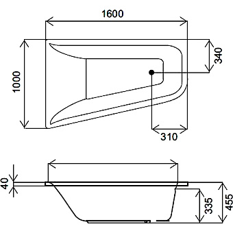 Ванна акриловая AM-PM Spirit W72A-160L100W-A2 100х160см пристенная
