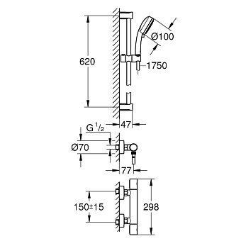 Душевая система GROHE Grohtherm 800 Cosmopolitan 34768000 хром