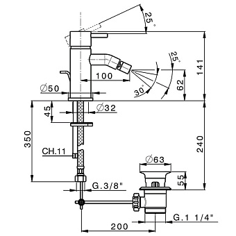 Смеситель для биде Cisal Less New LN00055021 хром