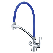 Смеситель для кухни LEMARK Comfort LM3070C-Blue гибкий излив синий/хром