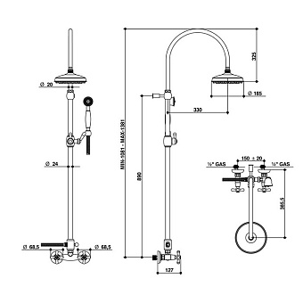 Душевая система Bongio Axel 15537OR0D золотой