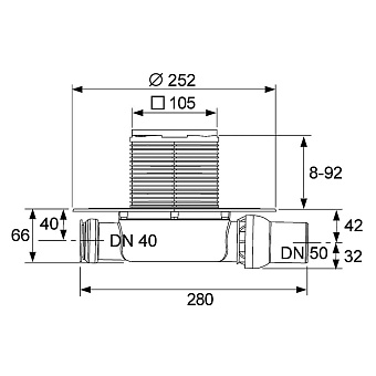 Душевой трап Tece 3601100 8х25,2см горизонтальный сток