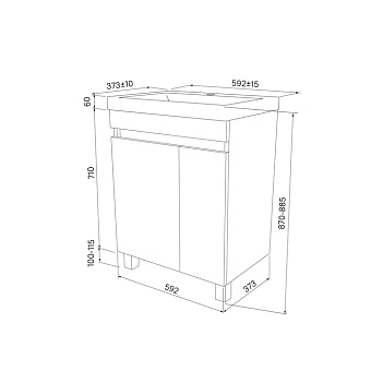Тумба с раковиной IDDIS Zodiac ZOD6CDFi95K 37х59,2х87см