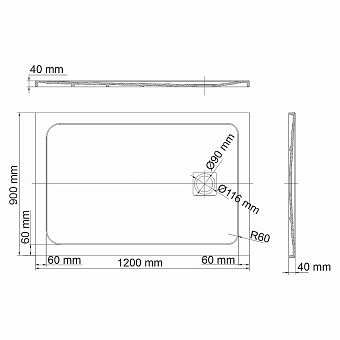 Душевой поддон WASSERKRAFT Neime 19T07 90х120см