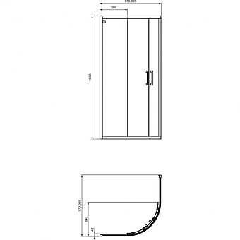 Угловое ограждение IDEAL STANDARD CONNECT 2 K9252V3 195х100см стекло прозрачное
