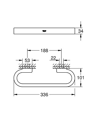 Поручень для ванной GROHE Selection 41064EN0 10,1см серый