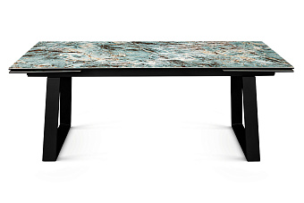 Кухонный стол раскладной AERO 100х200х76см закаленное стекло/керамика/сталь Malahit