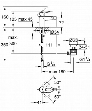 Смеситель для биде GROHE BauLoop 23338000 хром