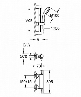 Смеситель для душа GROHE Grohtherm 800 34566001 хром