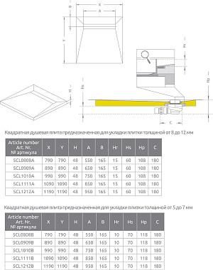 Душевой трап RADAWAY 5DLB1209A/5R065R 89х119см горизонтальный сток