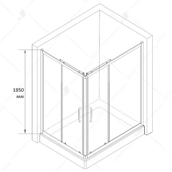 Угловое ограждение RGW Classic 32094482-14 CL-44B 185х80см стекло прозрачное