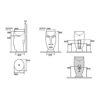 Раковина напольная Kerasan Artwork Moloco 474031 45х51см